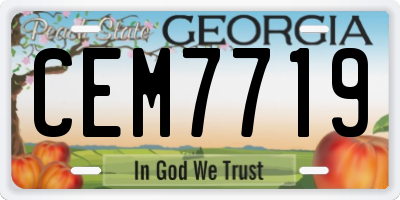 GA license plate CEM7719