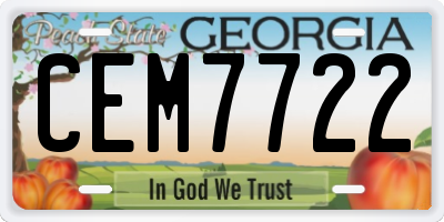 GA license plate CEM7722