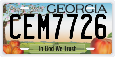 GA license plate CEM7726