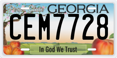 GA license plate CEM7728