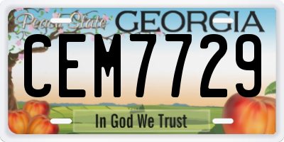 GA license plate CEM7729