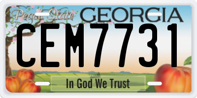 GA license plate CEM7731