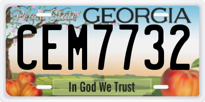 GA license plate CEM7732