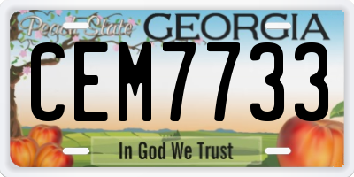 GA license plate CEM7733