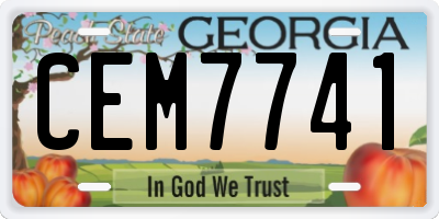 GA license plate CEM7741