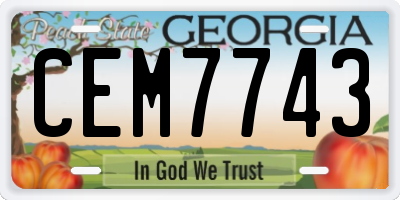 GA license plate CEM7743