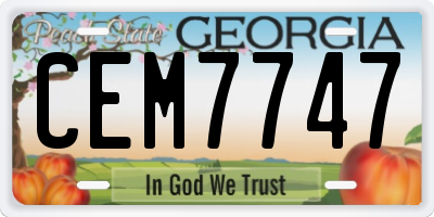 GA license plate CEM7747