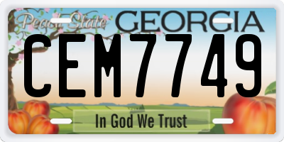 GA license plate CEM7749