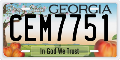 GA license plate CEM7751