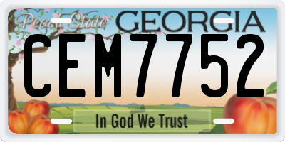 GA license plate CEM7752