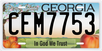 GA license plate CEM7753