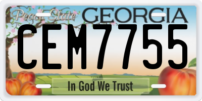 GA license plate CEM7755