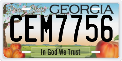 GA license plate CEM7756