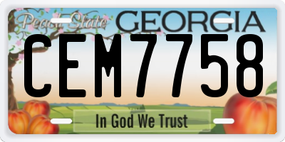 GA license plate CEM7758