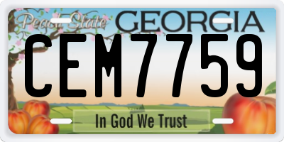 GA license plate CEM7759