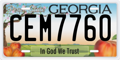 GA license plate CEM7760