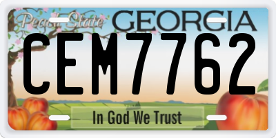 GA license plate CEM7762