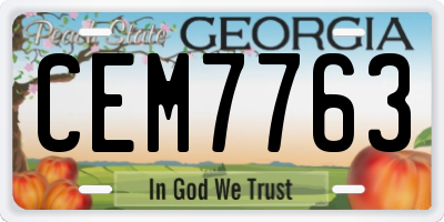 GA license plate CEM7763