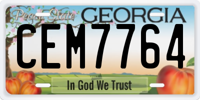 GA license plate CEM7764