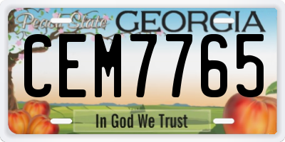 GA license plate CEM7765