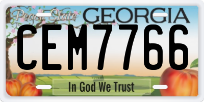 GA license plate CEM7766