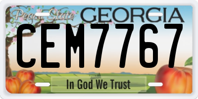 GA license plate CEM7767