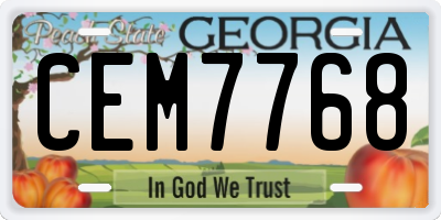 GA license plate CEM7768