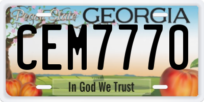 GA license plate CEM7770