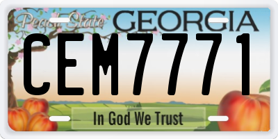GA license plate CEM7771