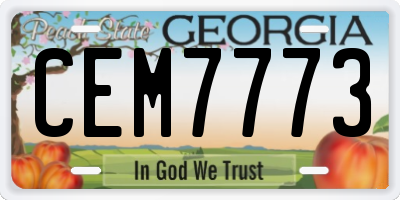 GA license plate CEM7773
