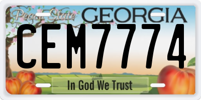 GA license plate CEM7774