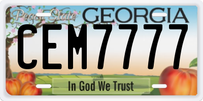 GA license plate CEM7777