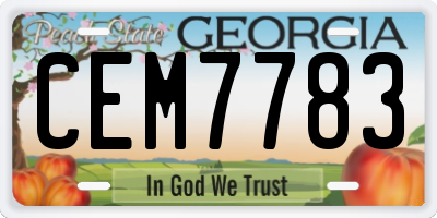 GA license plate CEM7783