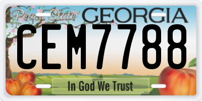 GA license plate CEM7788