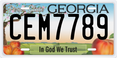 GA license plate CEM7789