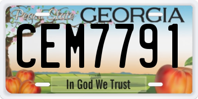 GA license plate CEM7791