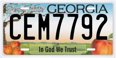 GA license plate CEM7792