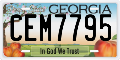 GA license plate CEM7795