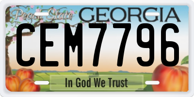 GA license plate CEM7796