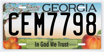 GA license plate CEM7798