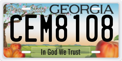 GA license plate CEM8108