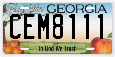 GA license plate CEM8111