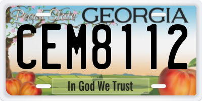 GA license plate CEM8112