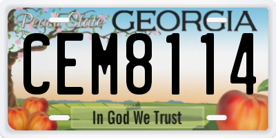 GA license plate CEM8114