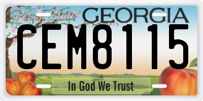 GA license plate CEM8115