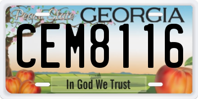 GA license plate CEM8116