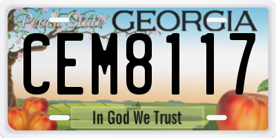GA license plate CEM8117