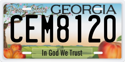 GA license plate CEM8120