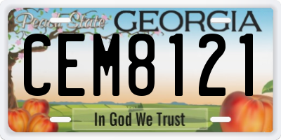 GA license plate CEM8121