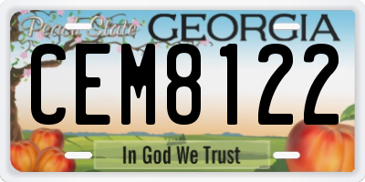 GA license plate CEM8122